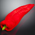 Fresh Red Chili Pepper With Green Stem On Dark Reflective Surface 3d model