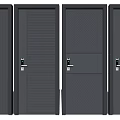 Modern Hinged Doors with Vertical Stripes Mesh Panels and Dark Metal Finish