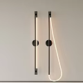 Modern Minimalist Wall Sconces With Black Bracket And Illuminated Light Tubes 3d model