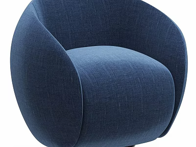 Blue Fabric Upholstered Modern Single Sofa With Comfortable Curved Design For Living Room 3d model