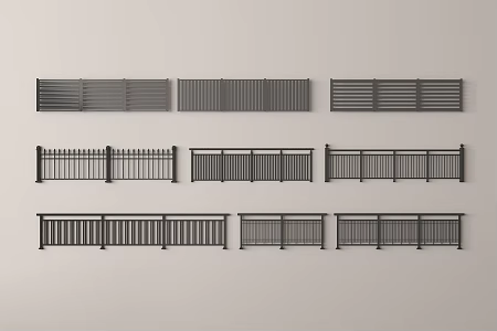Modern Fence Guardrail Metal Railing 3d model