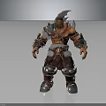 Muscular Tribal Orc Warrior With Horned Helmet Leather Metal Armor Decorations