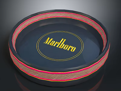 Circular Marlboro Logo Tray With Multi Colored Bands And Black Base 3d model