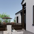 Traditional Chinese Detached Villa Featuring Classic Roof White Walls And Garden Greenery