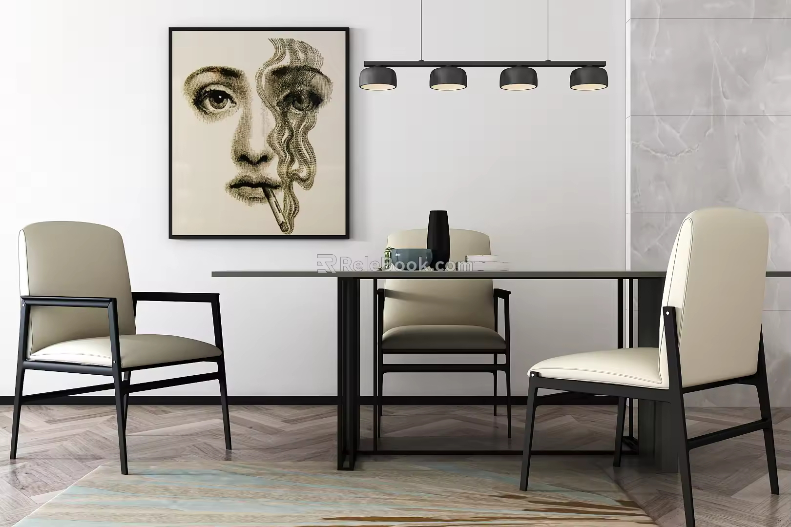 Modern Dining Table and Chair Combination Table and Chair Combination 3d model