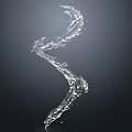 Transparent Spiral Water Flow With Dynamic Splashing Droplets On Dark Background 3d model