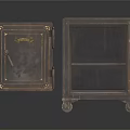 Vintage Metal Safes With Open Door And Another Without Door On Wheels