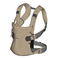 Ergonomic Baby Carrier With Beige Mesh Fabric And Gray Adjustable Straps For Comfort