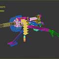 Black Military Machine Gun With Yellow Drum Magazine Tripod Stand And Scope
