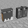 Modern Outdoor Trash Bins With Wavy And Striped Patterns On Paved Surface