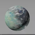 Colorful Detailed 3D Earth Globe Model With Blue Green White Surface