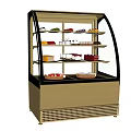Elegant Display Showcase Shelf With Glass Door And Golden Base For Desserts Cakes Fruits Drinks