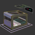 Contemporary Transparent Panel Cabinet With Layered Metal Frame Reflective Base And Floating Top