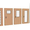 Brown Hinged Doors With Various Glass Panel Designs Open And Closed Styles 3d model