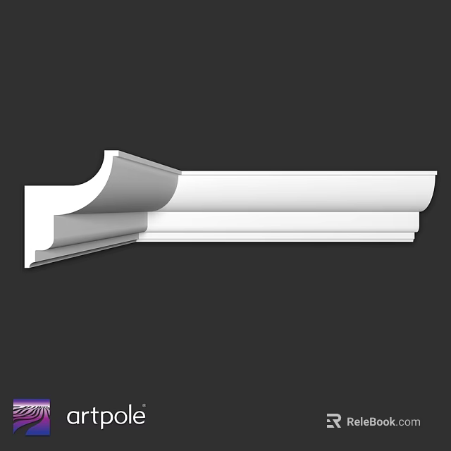 White Architectural Molding Component Featuring Curved Design For Interior Trim 3d model 
