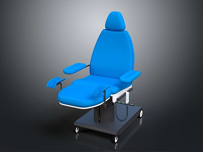 Comfortable Blue Upholstered Furniture Chair With Armrests Wheels And Seat Cushion 3d model