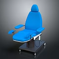 Comfortable Blue Upholstered Furniture Chair With Armrests Wheels And Seat Cushion