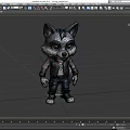 Cute Gray Wolf Game Movie Character With Black Vest And Blue Jeans