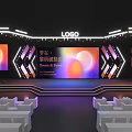 Stage With Modern Lighting And Large Screen Displaying Dream At Dawn Text 3d model