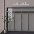 Modern Glass Sliding Doors With Gray Frame Minotli Storefront Potted Plant Window Blinds