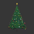 Festive Green Decorated Christmas Tree With Star Topper And Colorful Lights