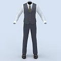Men's Formal Business Attire With White Shirt Dark Vest Pants And Tie