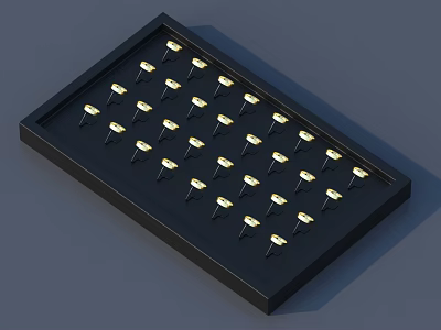 Modern Black Rectangular Ceiling Light With Neatly Arranged LED Bulbs Design 3d model