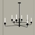 Elegant Modern Black Frame Chandelier With Multiple Arms And White Shades