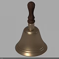 Golden Bell Shaped Pendant with Wooden Handle and Metallic Finish for Home Decor