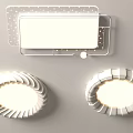 Modern Ceiling Lights with Rectangular and Round Shapes Decorative Pleated Edges Design 3d model