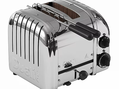 Dualit Chrome Plated Two Slice Toaster With Black Control Knobs And Classic Design 3d model