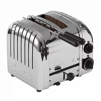 Dualit Chrome Plated Two Slice Toaster With Black Control Knobs And Classic Design 3d model