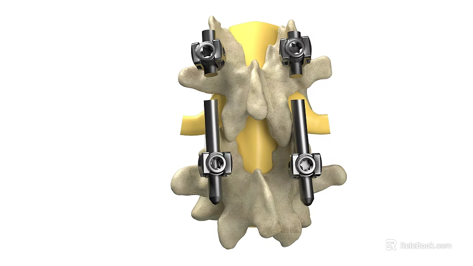 3D Model Of Human Spine With Metal Fixation Screws And Implants 3d model 