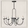 Black Metal Chandelier With Multiple Candle Shaped Lights And Modern Design For Home Decor