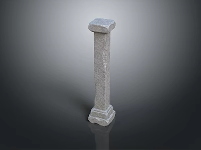 Ancient Textured Stone Pillar Standing Tall In Natural Scenic Landscape 3d model