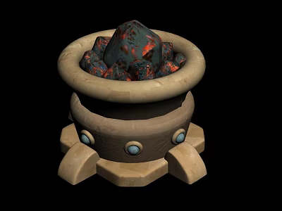 Ornamental Lava Container With Claw Feet Base And Glowing Lava Rocks 3d model