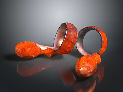 Orange Ring Shaped Equipment Components With Metallic Texture And Textured Surface 3d model