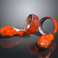 Orange Ring Shaped Equipment Components With Metallic Texture And Textured Surface 3d model