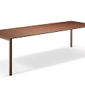 Minimalist Modern Walnut Dining Table With Long Rectangular Top And Slim Legs 3d model