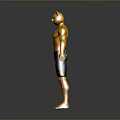 3D Cat Head Humanoid Character With Muscular Torso And Black Shorts