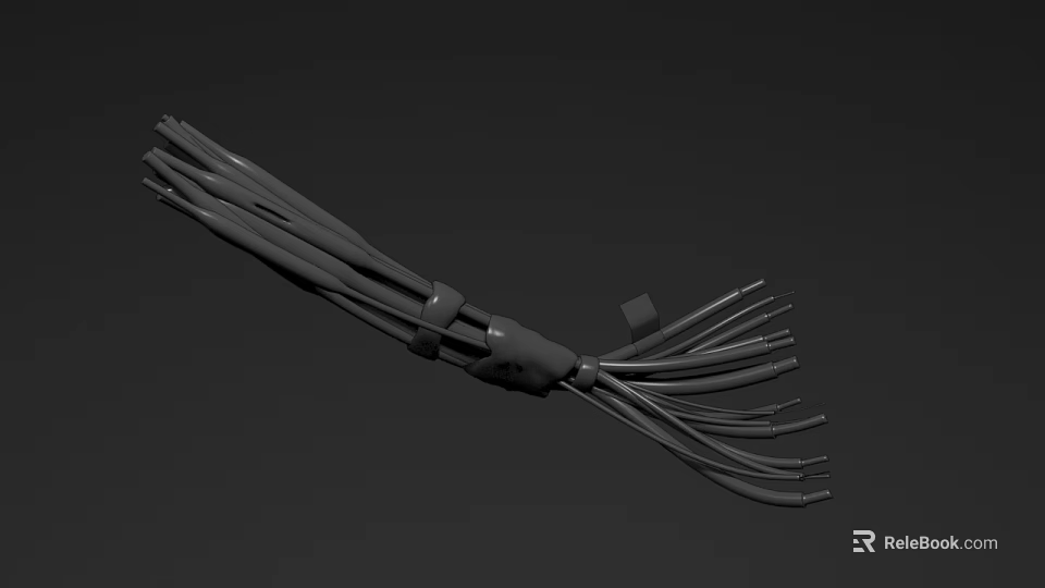 Abstract Sculpture Carving with Intertwined Slender Lines and Central Binding Structure on Dark Background 3d model 