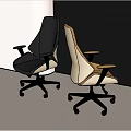 Modern Office Chair With Black And White Design Adjustable Arms Metal Base And Swivel Wheels
