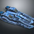 Futuristic Twin Body Spacecraft With Blue Lights And Mechanical Details