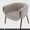 Modern Beige Armchair With Soft Textured Fabric Rounded Armrests And Wooden Legs