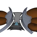 3D Architectural Structure Design With Dome Shaped Brown Elements And Gray Curved Passages