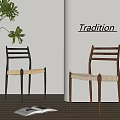 Modern Dining Chairs With Wooden Frames Woven Seats And Tradition Design In Black Brown