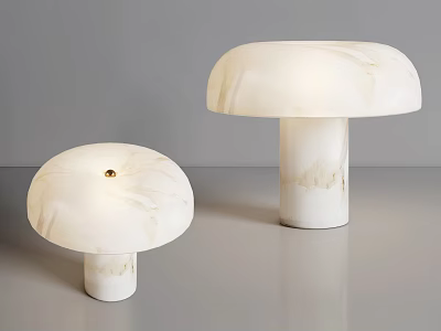 Mushroom Shaped White Marble Table Lamps With Natural Texture Design 3d model
