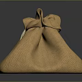 Brown Burlap Cloth Bag With Bow Design For Daily Storage Use 3d model