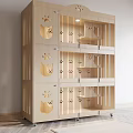 Wooden Multi Tiered Garden Decor with Cat Face Paw Print Cutout and Shelves