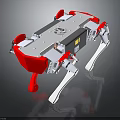 Quadruped Robotic Equipment With Red White Legs And Mechanical Body Design